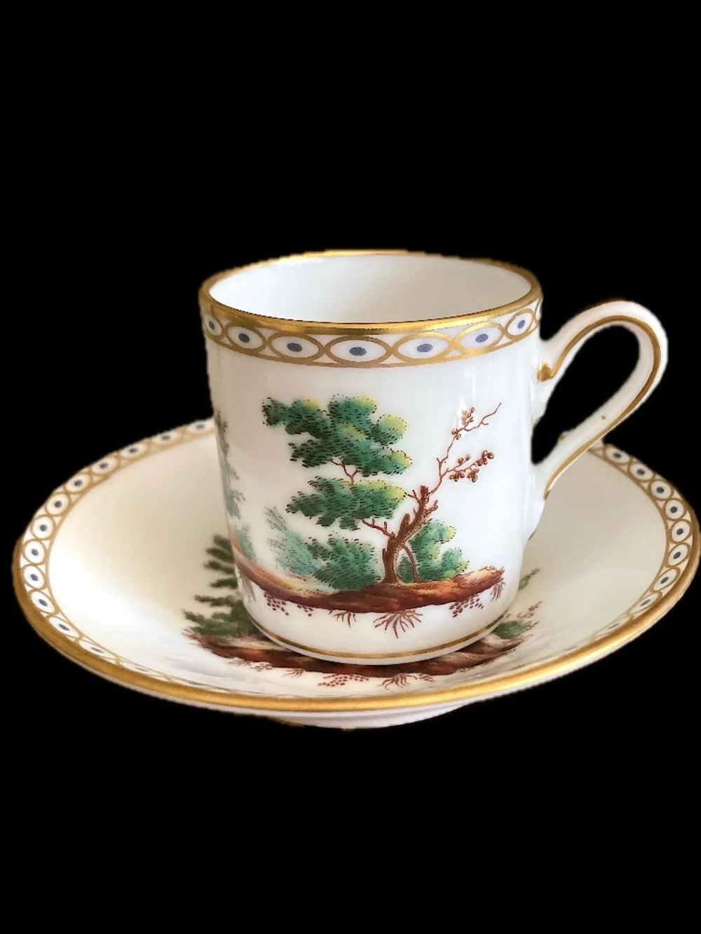 Richard Ginori Italy Demitasse Cup & Saucer Manifattura Di Doccia Gold Trim